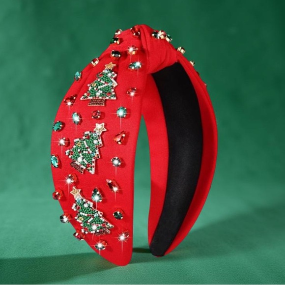 Christmas Headbands Festive Red Headband with Christmas Tree Embellishme… - Picture 3 of 16